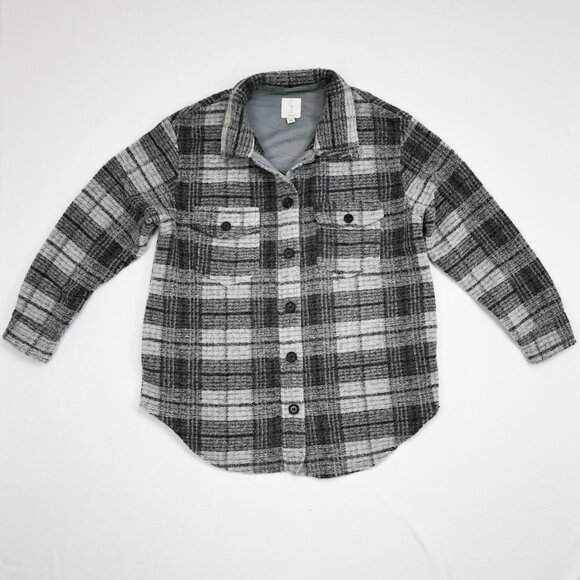 REVOLVE JOIE Plaid Shacket Gray Tone - Picture 2 of 7